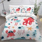Parure de lit personnes pieuvre de dessin anim� etoile de mer imprim� d housse de couette x avec fermeture ...