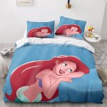 Parure de lit la petite sir�ne, ensemble de couette avec dessin anime princesse anime, facile d'entretien, ...