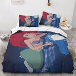 Parure de lit la petite sir�ne, ensemble de couette avec dessin anime princesse anime, facile d'entretien, ...