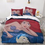 Parure de lit la petite sir�ne, ensemble de couette avec dessin anime princesse anime, facile d'entretien, ...