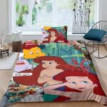 Parure de lit la petite sir�ne pour filles et gar�ons, ensemble de 3 pieces avec housse de couette et ...