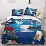 Parure de lit la petite sir�ne, housse de couette, couple, dessin anime, princesse, super douce, facile ...