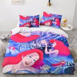 Parure de lit la petite sir�ne, housse de couette douce et respirante, motif princesse de dessin anime ...