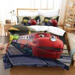 Parure de lit pi��ces pour chuggington animated train impression d housse de couette en microfibre hypoallergi ...