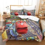 Parure de lit pi��ces pour chuggington animated train impression d housse de couette en microfibre hypoallergi ...
