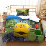 Parure de lit pi��ces pour chuggington animated train impression d housse de couette en microfibre hypoallergi ...