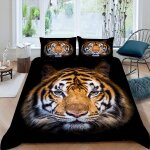 Parure de lit pi��ces face de tigre animal de la for��t housse de couette x enfant personne d motif avec ...
