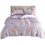 Parure de lit pi��ces avec housse de couette + drap + taie d'oreiller en soie glac��e pour l'��t�� - ...