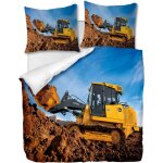 Parure de lit pi��ces avec housse de couette et taies d'oreiller, bulldozer jaune, x cm / x cm x , multi ...