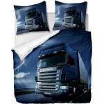 Parure de lit pi��ces avec housse de couette et taies d'oreiller, camion bleu, x cm / x cm x , multi