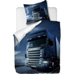Parure de lit pi��ces avec housse de couette et taie d'oreiller, camion bleu, x cm / x cm x , multi