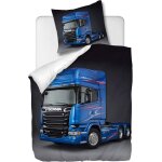 Parure de lit pi��ces avec housse de couette et taie d'oreiller, camion bleu, x cm / x cm x , (multi ...