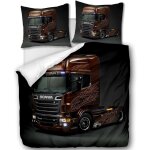Parure de lit pi��ces avec housse de couette et taies d'oreiller, camion brun, x cm / x cm x , multi