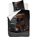 Parure de lit pi��ces avec housse de couette et taie d'oreiller, camion brun, x cm / x cm x , multi