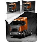 Parure de lit pi��ces avec housse de couette et taies d'oreiller, le camion orange, x cm / x cm x , (multi ...