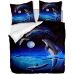 Parure de lit pi��ces avec housse de couette et taies d'oreiller, dauphin sous la lune, x cm / x cm x ...