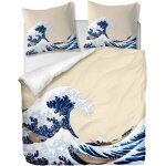Parure de lit pi��ces avec housse de couette et taies d'oreiller, grande vague de kanagawa, x cm / x ...
