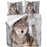 Parure de lit pi��ces avec housse de couette et taies d'oreiller, loup gris, x cm / x cm x , (multi , ...