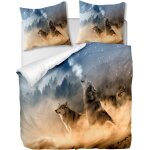 Parure de lit pi��ces avec housse de couette et taies d'oreiller, loup des neiges, x cm / x cm x , multi ...