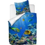 Parure de lit pi��ces avec housse de couette et taie d'oreiller, monde sous - marin, x cm / x cm x , ...