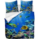 Parure de lit pi��ces avec housse de couette et taies d'oreiller, monde sous - marin, x cm / x cm x , ...