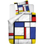 Parure de lit pi��ces avec housse de couette et taie d'oreiller, peinture abstraite dans le style mondrian, ...