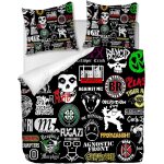 Parure de lit pi��ces avec housse de couette et taies d'oreiller, s��rie de rock, x cm / x cm x (multi ...