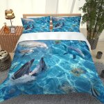 D parure de lit, pi��ces housse de couette xcm confortable ensemble de literie dauphin petit poisson ...