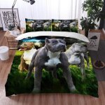 Parure de lit pi��ces, microfibre, chien pitbulls lightning , pi��ces housse de couette et taies d�oreillers ...