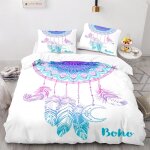 Parure de lit pi��ces en microfibre motif papillon et plumes style boh��me dreamcatcher avec housse de ...