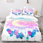 Parure de lit pi��ces en microfibre motif papillon et plumes style boh��me dreamcatcher avec housse de ...