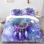 Parure de lit pi��ces en microfibre motif papillon et plumes style boh��me dreamcatcher avec housse de ...