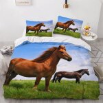 Parure de lit pi��ces pour personnes cheval �� l'alpage enfants impression d housse de couette xcm microfibre ...