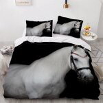 Parure de lit pi��ces pour personnes cheval blanc sur noir enfants impression d housse de couette xcm ...