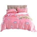 Parure de lit pi��ces en soie glac��e avec housse de couette + drap + taie d'oreiller x convient pour ...