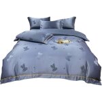 Parure de lit pi��ces en soie de glace avec housse de couette, drap + taies d'oreiller - motif glace ...