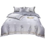 Parure de lit pi��ces en soie de glace avec housse de couette, drap + taies d'oreiller - motif glace ...
