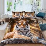 Parure de lit pi��ces tigre animal la for��t housse couette x enfant personnes d motif avec fermeture ...