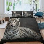 Parure de lit pi��ces tigre blanc aux yeux bleus housse de couette x enfant personnes d motif avec fermeture ...