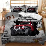 Parure de lit pi��ces xcm housse de couette d jeep rouge, ensemble de literie microfibre et fermeture ...