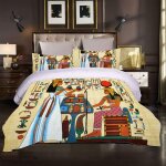 Parure de lit pieces xcm housse de couette personnes en microfibre, d reine de l'��gypte ancienne imprim�� ...