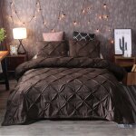 Parure de lit pliss��e grise x cm, avec fermeture ��clair, style nordique, uni (marron, x cm)
