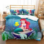 Parure de lit r�versible ste - x la petite sir�ne, housses de couette et taies d'oreiller, aspect lin, ...