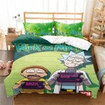 Parure de lit rick et morty avec housse de couette et taies d'oreiller assorties, 120 fils au pouce carr�, ...