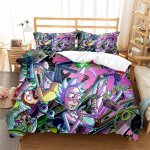 Parure de lit rick et morty avec housse de couette et taies d'oreiller assorties, 120 fils au pouce carr�, ...