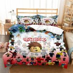 Parure de lit roblox avec housse de couette et taies d'oreiller assorties, 120 fils au pouce carr�, housse ...