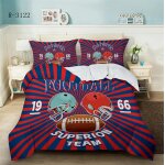 Parure de lit rugby, football am�ricain, queen size, king size, etoiles, sport, housse de couette, double, ...
