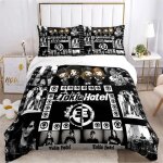 Parure de lit toutes saisons avec housse de couette et taies d'oreiller, motif groupe de rock imprime ...