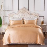 Parure de lit en satin lisse, x cm, brillante et unie - pour l'��t��, housse de couette en imitation ...