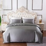 Parure de lit en satin lisse, x cm, brillante et unie pour l'��t��, housse de couette en imitation soie ...